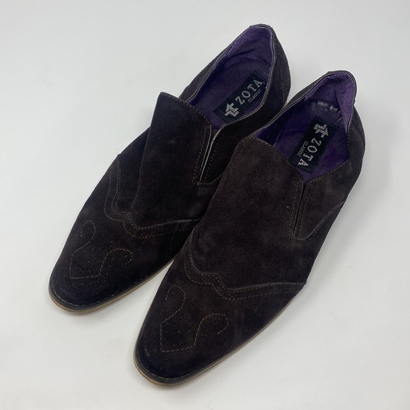 Zota Classic Brown Suede Leather Slip On Western Dress Shoes Men’s Size 9 main image 11